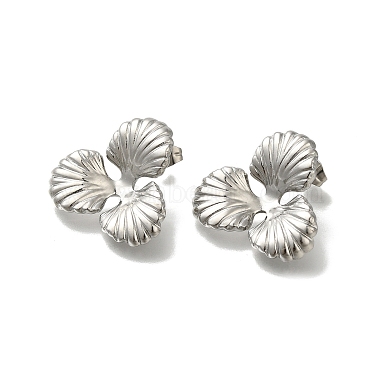 304 Stainless Steel Flower Stud Earrings for Women(EJEW-U027-03P)-2