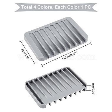 AHADEMAKER 4Pcs 4 Colors Silicone Self Draining Soap Dish Holder(AJEW-GA0004-79)-2