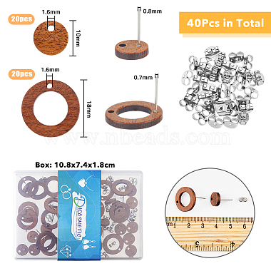 дикосметические 40шт. 2 фурнитура для серег-пусет из орехового дерева(DIY-DC0001-70)-3
