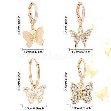 4 Pair 4 Style Brass & Alloy Dangle Leverback Earrings for Women(EJEW-AN0003-83)-2