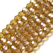 Transparent Glass Beads, 32 Facets, AB Color Plated, Round, Goldenrod, 6x5.5mm, Hole: 1.2mm, about 91~93pcs/strand, 19.57''~19.92''(49.7~50.6cm)(EGLA-A035-T6mm-B04)