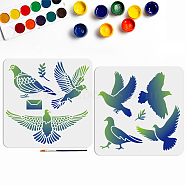 US 1 Set PET Hollow Out Drawing Painting Stencils, for DIY Scrapbook, Photo Album, with 1Pc Art Paint Brushes, Pigeon, 300x300mm, 2pcs/set(DIY-MA0004-33B)