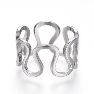 304 Stainless Steel Wide Band Rings, Hollow, Stainless Steel Color, Size 7, 17mm(RJEW-G081-29P-17mm)