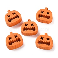 Printed Wood Beads, Halloween Theme Beads, Dark Orange, Pumpkin, 18x20x7mm, Hole: 2mm(WOOD-Z002-15B)