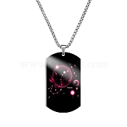 Stainless Steel Constellation Tag Pendant Necklace with Box Chains, Scorpio, 23.62 inch(60cm)(ZODI-PW0006-01J)
