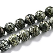 Natural Green Zebra Jasper Beads Strands, Round, 10.5mm, Hole: 1mm, about 37pcs/strand, 15.35 inch(39cm)(G-L574-05C)