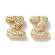 Rack Plating Brass Micro Pave Cubic Zirconia Slide Charms, Long-Lasting Plated, Lead Free & Cadmium Free, Real 18K Gold Plated, Letter, Letter Z, 14x11x4.5mm, Hole: 10.5x1.4mm(KK-C084-34G-Z)