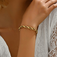 Stainless Steel Rope Chain Bracelets for Women, Real 18K Gold Plated(QR6761)