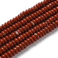 Natural Red Jasper Beads Strands, Saucer Beads, Rondelle, 6~6.5x3mm, Hole: 1mm, about 118~119pcs/strand, 15.35''(39cm)(G-Z030-A26-01)