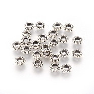 Tibetan Style Alloy Spacer Beads, Lead Free & Cadmium Free & Nickel Free, Flower, Antique Silver, 6x3mm, Hole: 2.5mm(LF1565Y-NF)