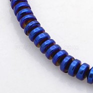 Electroplate Non-magnetic Synthetic Hematite Beads Strands, Heishi Beads, Flat Round/Disc, Blue Plated, 4x2mm, Hole: 1mm, about 194pcs/strand, 15.7 inch(G-J216C-03)