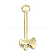 Rack Plating Brass Pendants, with Jump Rings, Long-Lasting Plated, Lead Free & Cadmium Free, Axe Charm, Real 18K Gold Plated, 23.5x9x2mm, Hole: 3mm(KK-M293-06G)