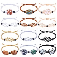Adjustable Braided Nylon Cord Macrame Pouch Bracelet Making, with Glass Beads, Mixed Color, Inner Diameter: 1-7/8~3-1/4 inch(4.7~8.4cm), 12pcs/set(AJEW-SW00013-19)