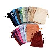 Polyester Imitation Burlap Packing Pouches Drawstring Bags, for Christmas, Wedding Party and DIY Craft Packing, Mixed Color, 12x9cm(ABAG-R005-9x12-M)