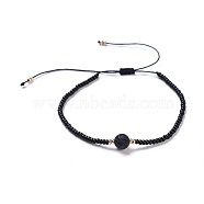 Nylon Thread Braided Beads Bracelets, with Seed Beads and Natural Lava Rock, 1-3/4 inch~3-1/8 inch(4.5~8cm)(BJEW-JB04346-01)