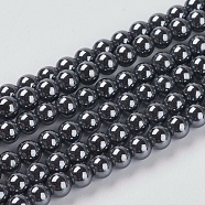 Non-magnetic Synthetic Hematite Beads Strands, AAA Grade Round Beads, Black, Size: about 4mm in diameter, hole: 0.8~1mm(X-G-H1073-1)
