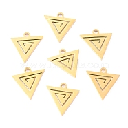 304 Stainless Steel Charms, Laser Cut, Triangle, Golden, 12x11.5x1.1mm, Hole: 1.4mm(STAS-O142-60G)