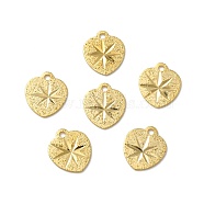 Textured Brass Charms, Cadmium Free & Lead Free, Heart Charm, Real 24K Gold Plated, 10x8.5x0.4mm, Hole: 1.2mm(KK-O143-07G)