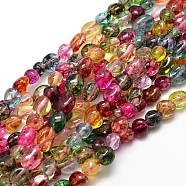 Dyed Natural Crackle Quartz Nuggets Beads Strands, Tumbled Stone, Mixed Color, 5~10x6~7x3~7mm, hole: 1mm, about 14.9 inch~15.7 inch(G-J335-15E)