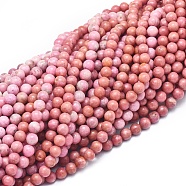 Natural Rhodonite Beads Strands, Round, 6mm, Hole: 0.5mm, about 68pcs/Strand, 15.75 inch(40cm)(G-D0001-02-6mm)