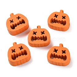 Printed Wood Beads, Halloween Theme Beads, Dark Orange, Pumpkin, 18x20x7mm, Hole: 2mm(WOOD-Z002-15B)