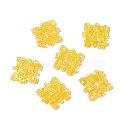 Opaque Cellulose Acetate(Resin) Pendants, Hollow Tiger, Yellow, 29x29.5x2mm, Hole: 1.8mm(RESI-D056-01A)