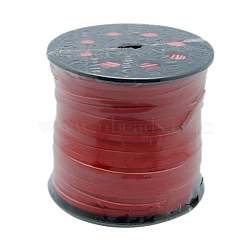 Korean Faux Suede Cord, Faux Suede Lace, with PU Leather, Red, 3x1.5mm, about 100yards/roll(300 feet/roll)(LW-H001-111)
