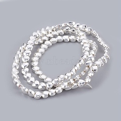 Electroplated Non-magnetic Synthetic Hematite Bead Strand, Heart, Faceted, Silver Plated, 4x4x2.5mm, Hole: 0.7mm, about 109pcs/strand, 16.14 inch(41cm)(G-E498-10A-02)