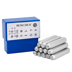 BENECREAT Iron Stamps Seal, for Imprinting Metal, Plastic, Wood, Leather, Platinum, Sign Pattern, 65.5x10mm, Pattern: 6mm, 12pcs/box, 1 box(AJEW-BC0001-57L)