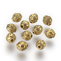 Tibetan Style Alloy Beads, Lead Free & Nickel Free & Cadmium Free, Round, Antique Golden, 6mm, Hole: 1.5mm(GLF0814Y-NF)