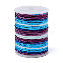 Segment Dyed Polyester Thread, Braided Cord, Colorful, 1.5mm, about 5.46 yards(5m)/roll(NWIR-I013-C-13)