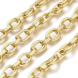 Iron Cable Chains, Double Links, Long-lasting Plated, Unwelded, with Spool, Golden, Link: 10.5x7x4mm and 13x10x3mm, about 32.8 Feet(10m)/roll(CH-H100-16G)