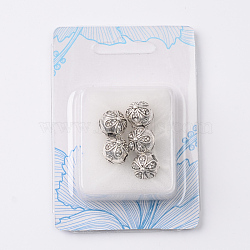Flower Antique Silver Plated Alloy Rhinestone European Clip Clasps, Crystal, 10.5x9.5mm, Hole: 3mm(CPDL-M015-01)