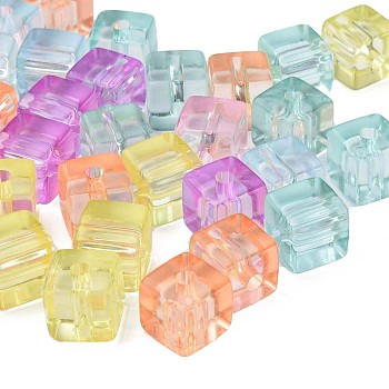 Transparent Acrylic Beads, Cube, Mixed Color, 14x14x14mm, Hole: 3.5mm, about 170pcs/500g