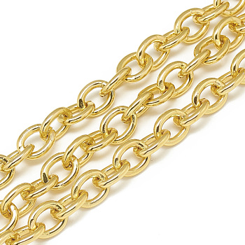 Aluminum Cable Chains, Unwelded, Oval, Gold, 13x10x2.3mm