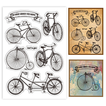 Custom PVC Plastic Clear Stamps, for DIY Scrapbooking, Photo Album Decorative, Cards Making, Bicycle, 160x110x3mm
