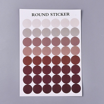 Polka Dot Pattern Decorative Labels Stickers, DIY Handmade Scrapbook Photo Albums, Brown, 217x151x0.2mm, Pattern: 20mm, 48pcs/sheet