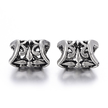 304 Stainless Steel Beads, Large Hole Beads, Hollow Tube, Antique Silver, 14x10x9mm, Hole: 5.5mm
