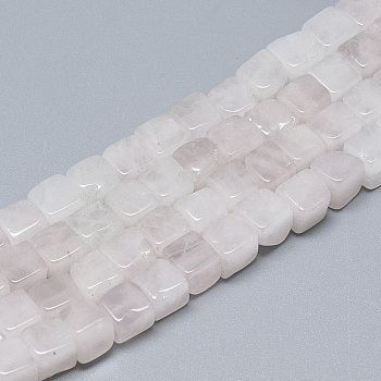 Natural Rose Quartz Beads Strands, Cube, 6~6.5x6~6.5x6~6.5mm, Hole: 1mm, about 65pcs/strand, 16.1 inch