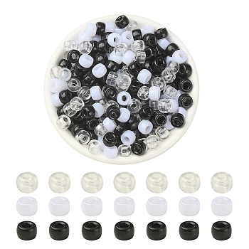 600Pcs 3 Colors Acrylic European Beads, Large Hole Beads, Barrel, Mixed Color, 9x6mm, Hole: 4mm, about 200pcs/color