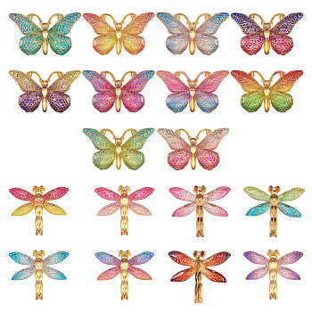 DIY Plastic Pendants, Butterfly & Dragonfly, Mixed Color, 36pcs/set