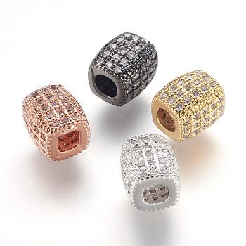 Brass Micro Pave Cubic Zirconia Beads, Cuboid
, Mixed Color, 7x6x6mm, Hole: 2.5mm