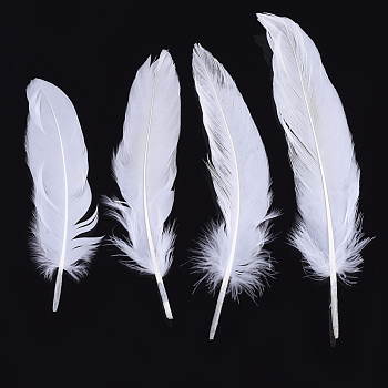 Goose Feather Costume Accessories, Dyed, White, 130~220x31~45mm, about 500pcs/bag