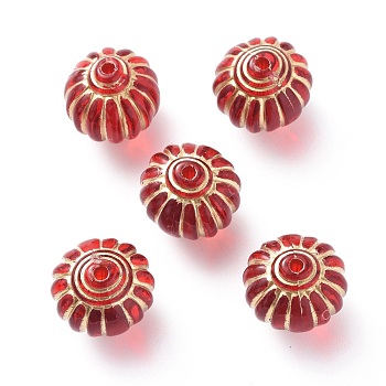 Plating Acrylic Beads, Metal Enlaced, Lantern, Red, 14x13.5mm, Hole: 1.6mm
