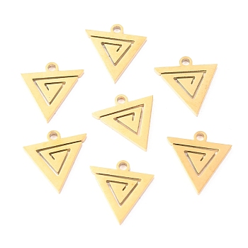 304 Stainless Steel Charms, Laser Cut, Triangle, Golden, 12x11.5x1.1mm, Hole: 1.4mm