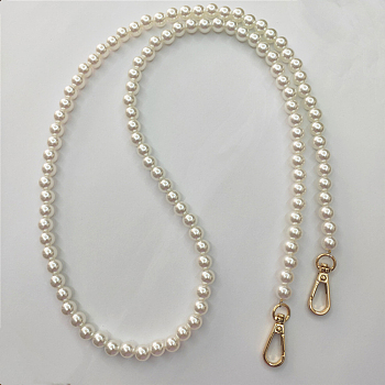 Plastic Imitation Pearl Bag Chain Shoulder, with Metal Buckles, for Bag Straps Replacement Accessories, Old Lace, 100x1cm