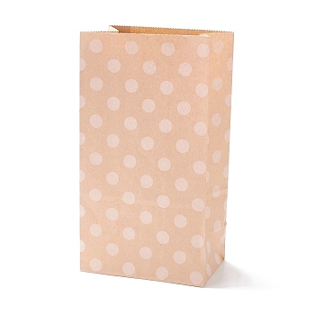Rectangle Kraft Paper Bags, None Handles, Gift Bags, Polka Dot Pattern, BurlyWood, 13x8x24cm