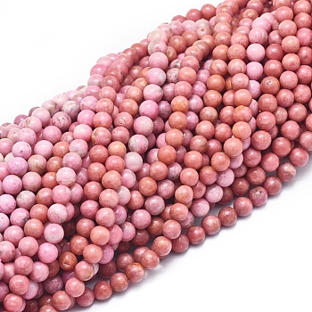 Natural Rhodonite Beads Strands, Round, 6mm, Hole: 0.5mm, about 68pcs/Strand, 15.75 inch(40cm)