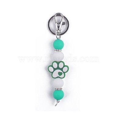 Turquoise Paw Print Silicone Keychain