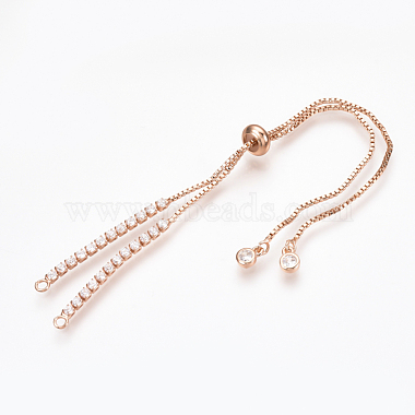 Adjustable Brass Micro Pave Cubic Zirconia Chain Bracelet Making(ZIRC-T004-39RG)-2
